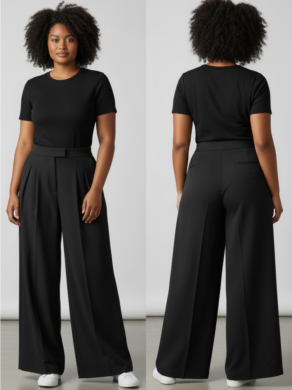 Eloquii Black Wide-Leg High-Waist Pants